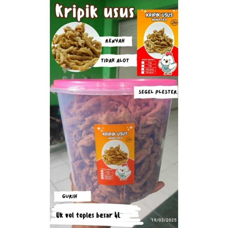 

KRIPIK USUS AYAM FREE TOPLES 4L / 1KG