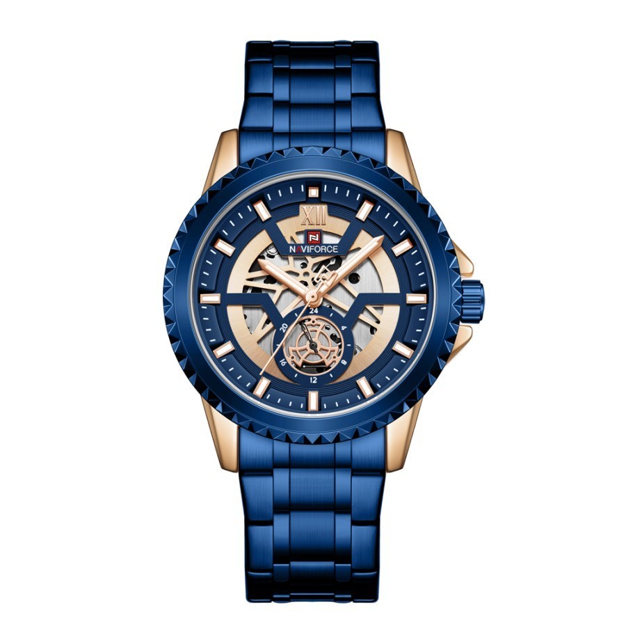 Jam Tangan Pria Naviforce 9186 Skeleton Original NF 9186 Original Garansi Resmi