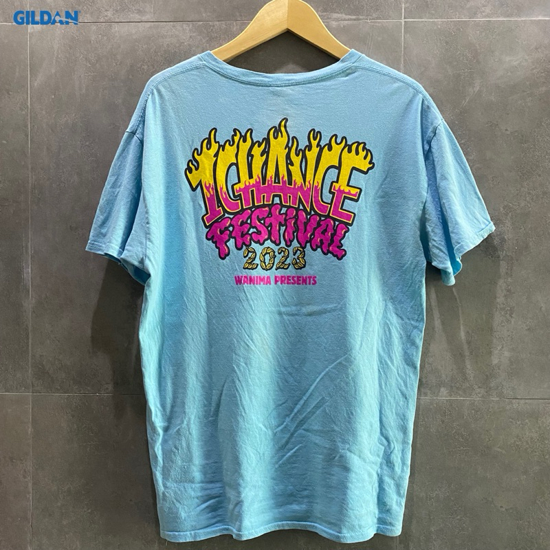 Kaos Vintage Aesthetic Retro Style Api Ichance Festival 2023 Wanima Present Brand Gildan Biru Muda T