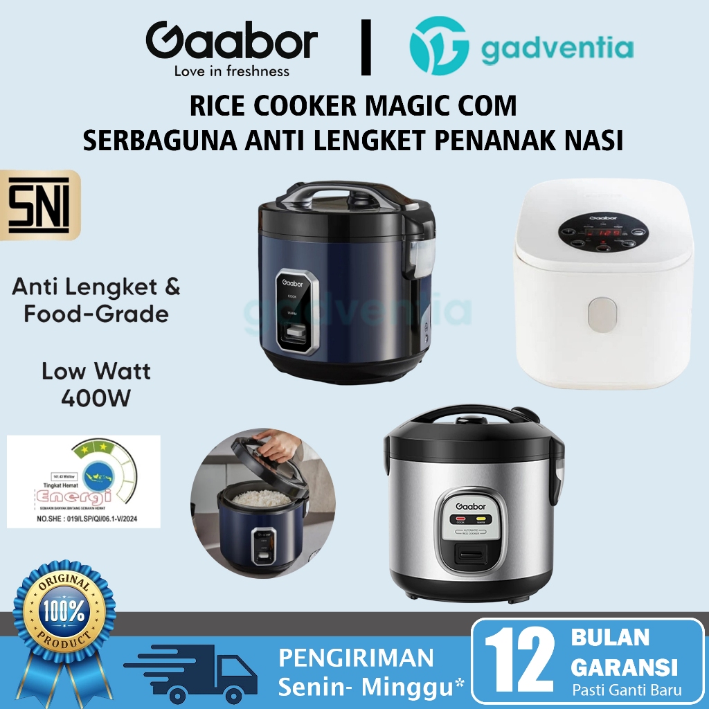 Gaabor Rice Cooker Magic Com 400W Serbaguna Anti Lengket Ricecooker Penghangat Penanak Nasi MagicCom