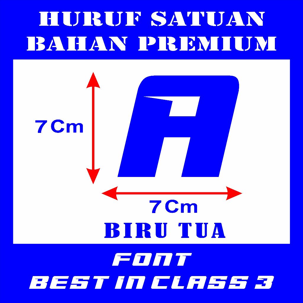 

STIKER CUTTING HURUF - WARNA BIRU TUA - NAMA FONT Best In Class 3 UKURAN TINGGI 7 cm Bahan Vinyl