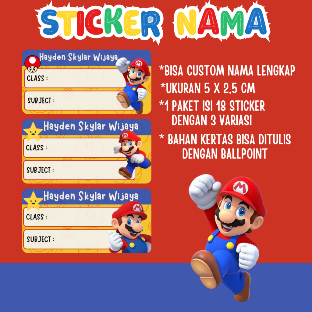 

Sticker Label Buku Pelajaran Custom Nama Anak Banyak Pilihan Karakter