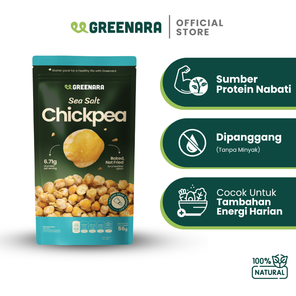 

Greenara Chickpea Sea Salt 56g / Kacang Arab Panggang Rasa Sea Salt