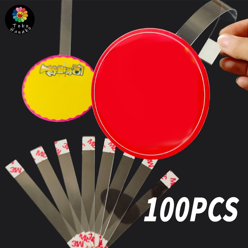 

100pcs Wobbler Mika Display PET Transparan Self Adhesive Kartu Promo Label Harga & Alat Display Toko/Supermarket