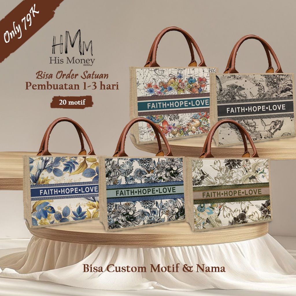 TOTEBAG KANVAS NAMA | TAS CUSTOM NAMA BISA SATUAN PO 2 HARI | TAS WANITA