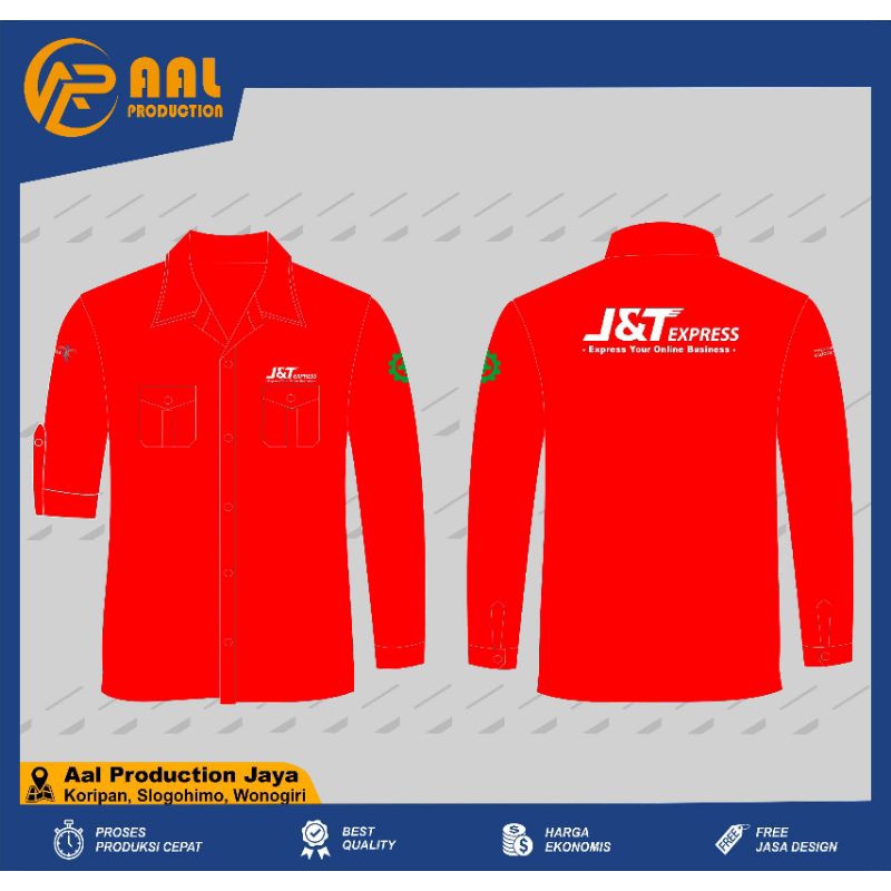 KEMEJA J&T EXPRESS FULL BORDIR LENGAN PANJANG
