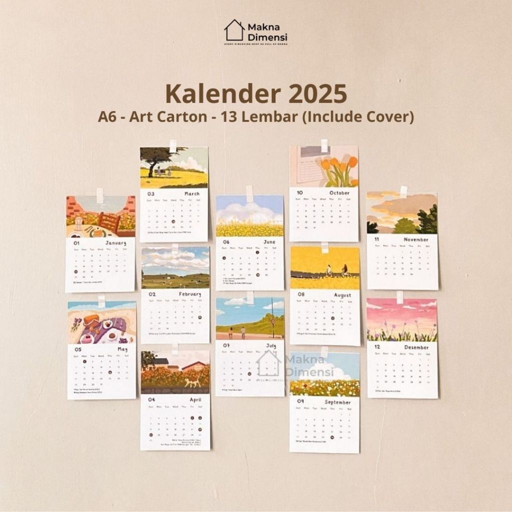 

Makna Dimensi - Kalender Dinding Aesthetic Korean Style 2025 A6 Wall Calendar