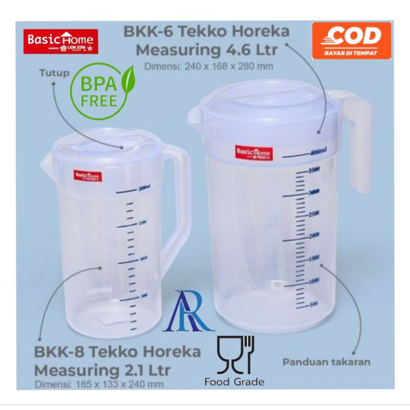 Gelas Ukur Jumbo Tekko Horeka 4,6 LITER BPA Free PP5 Basic Home LION STAR / Teko Takar Plastik Eskan
