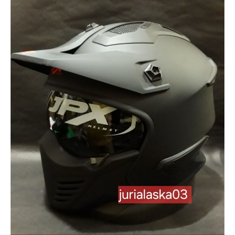 HELM JPX MX726 SOLID  - HELM JPX CAKIL RETRO
