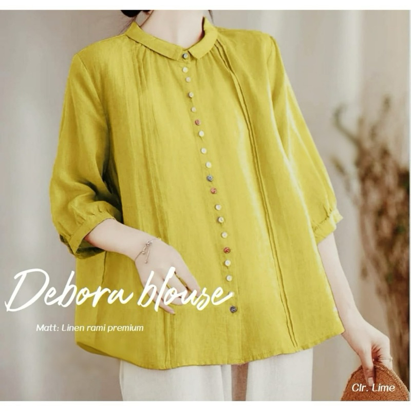Debora blouse linen jumbo atasan wanita blus kekinian