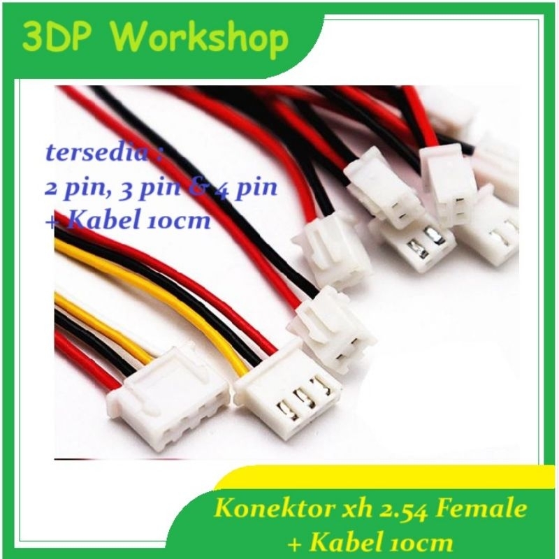 KONEKTOR XH 2.54 FEMALE 2p 3p 4p + KABEL 10CM
