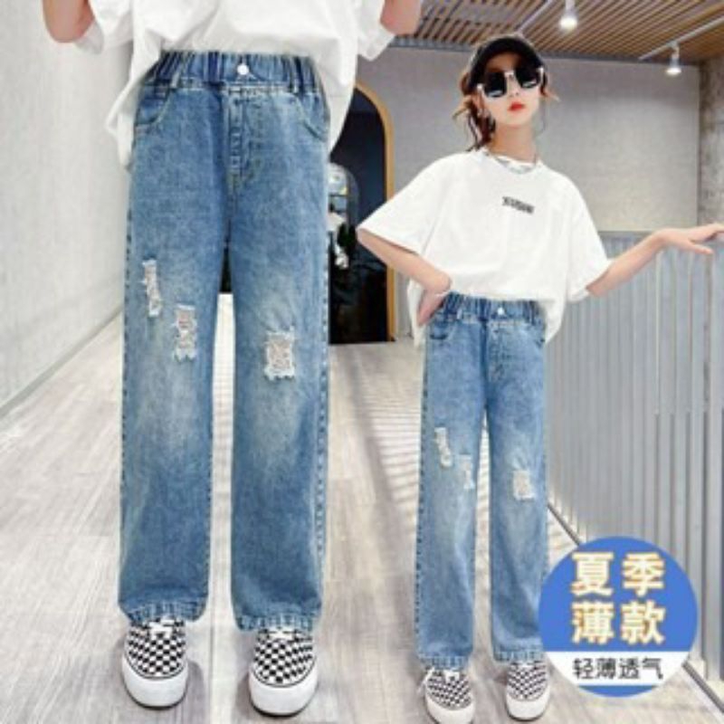 celana jeans anak perempuan sobek jeans import