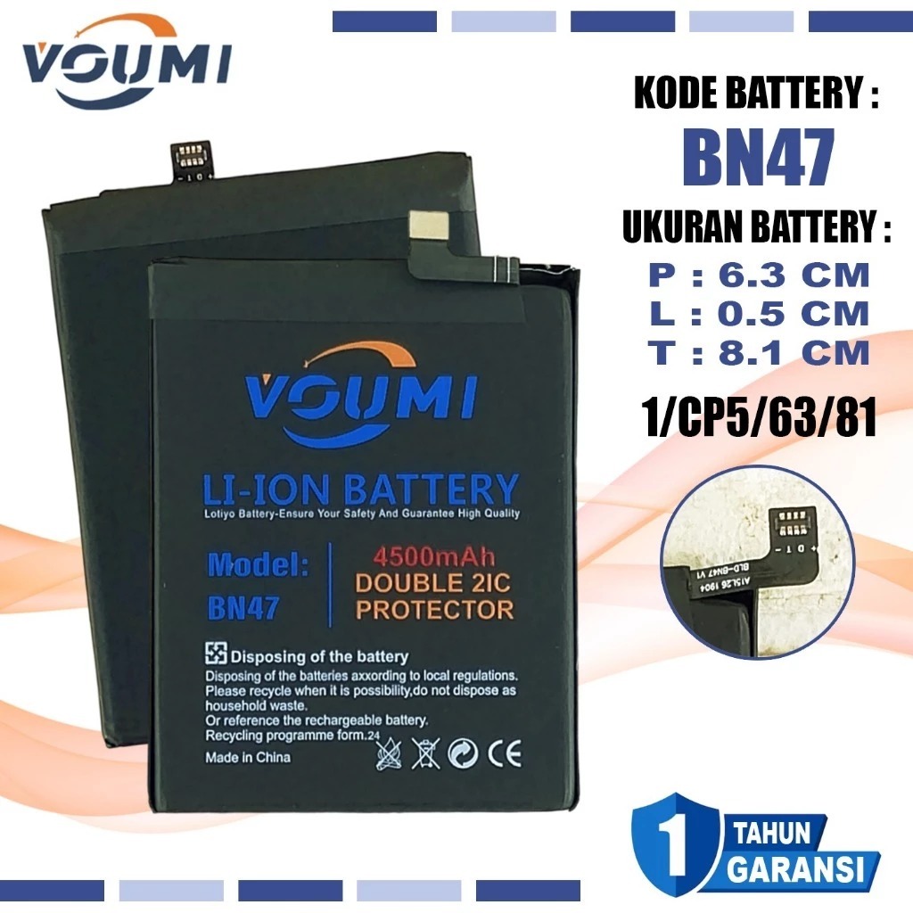 Baterai Original VOUMI Xiaomi Redmi 6 Pro MI A2 Lite BN-47 BN47 BN 47