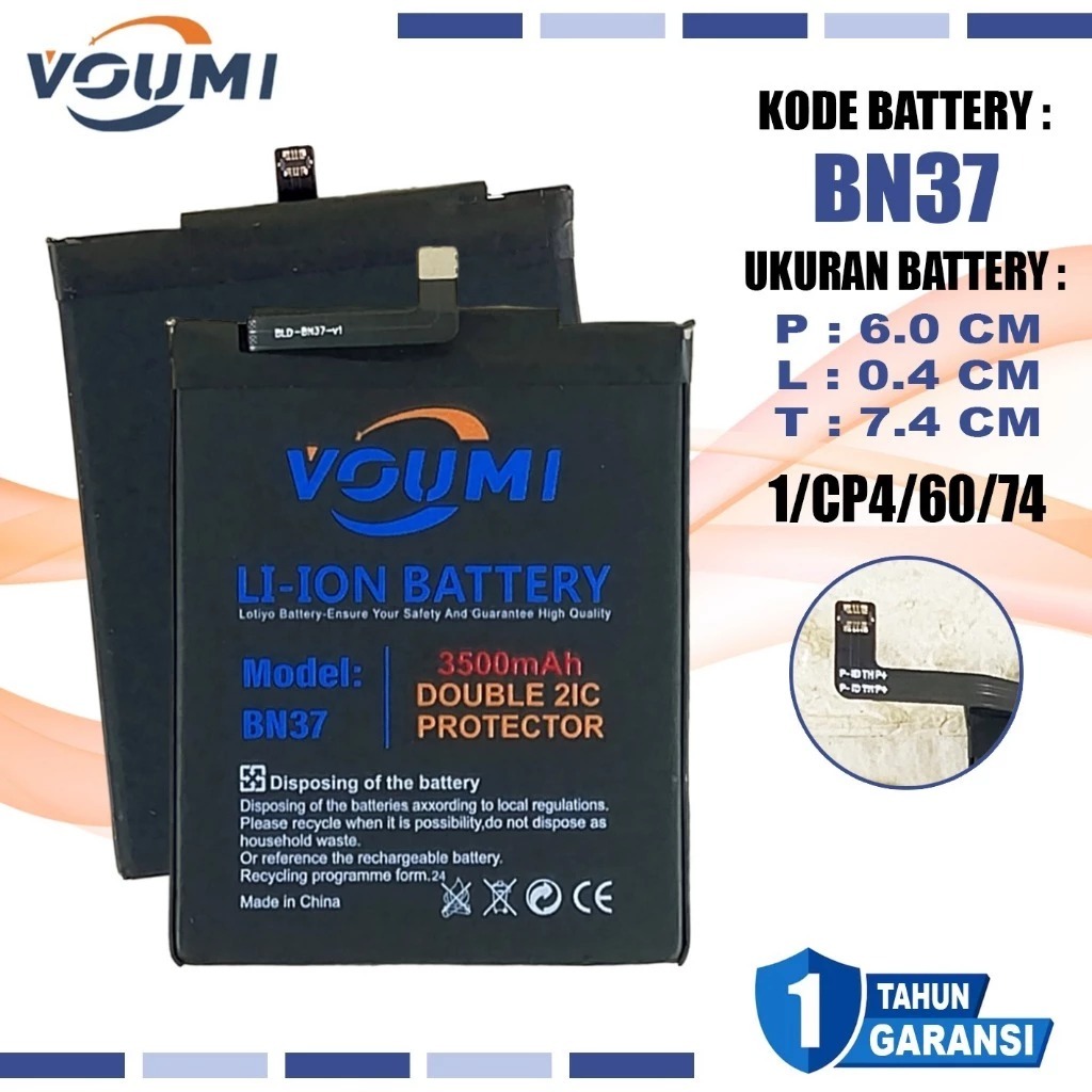 Baterai Original VOUMI Xiaomi Redmi 6 , Redmi 6A BN-37 BN37 BN 37