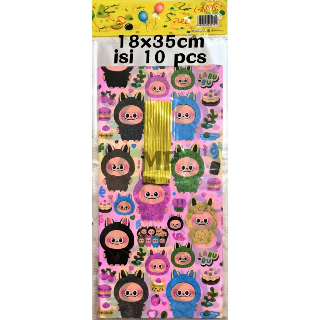

Tas Plastik/ Tas OPP/ Tas kaca Labubu ultah uk 18x35cm isi 10 pcs