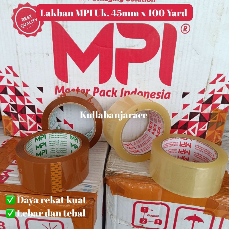 

Lakban coklat bening ukuran 100 yard 45mm MPI kualitas top tidak mudah putus