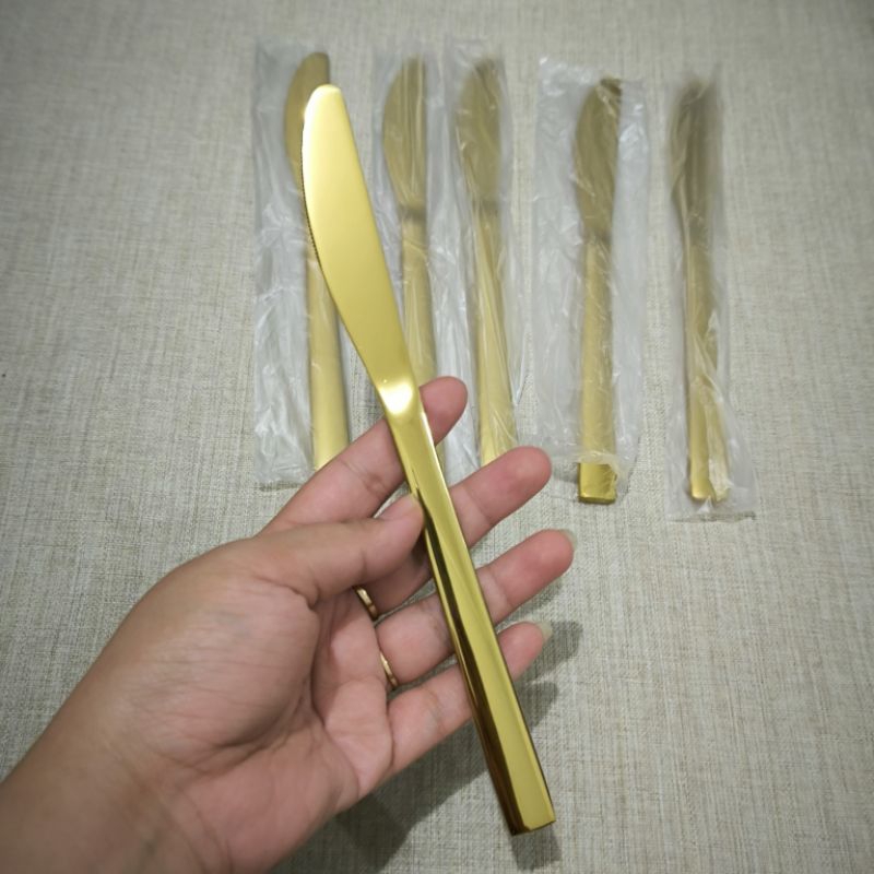 Pisau gold emas keras tebal pisau makan