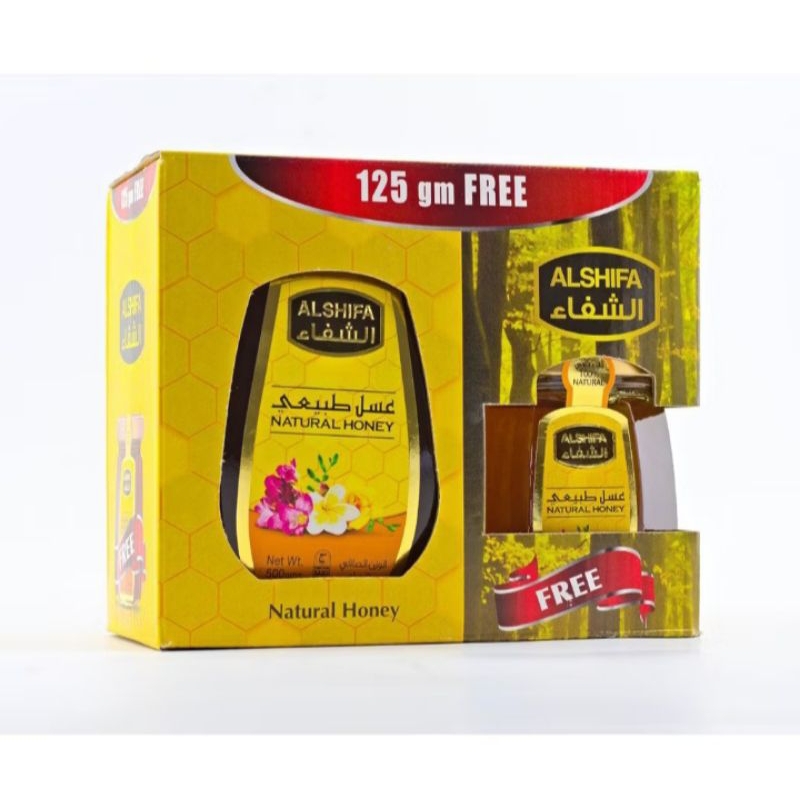 

Natural Honey Original ALSHIFA 500gr Free 125gr - Madu Al shifa Package Box kuning Madu botol kaca (include extra packing)
