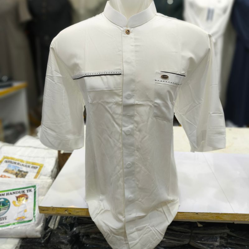 Baju Koko Al Luthfi Jumbo Lengan Panjang Dan Pendek Putih Bw,Baju Koko Jumbo Katun Premium