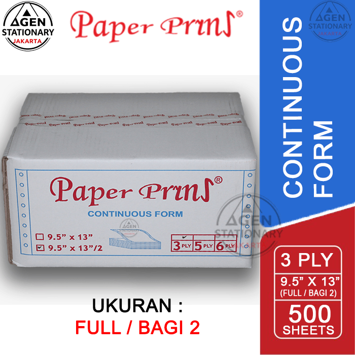 

KERTAS CONTINUOUS FORM PAPER PRINT 9.5 X 13 3 PLY FULL BAGI 2 FAKTUR SURAT JALAN HVS RANGKAP 3