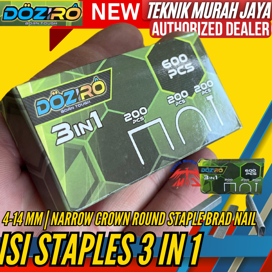 

DOZIRO Isi Staples Nailer 3in1 Stapler Staple REFILL 3 In 1 Isi Ulang Paku Staples Isi Hekter 4-14mm