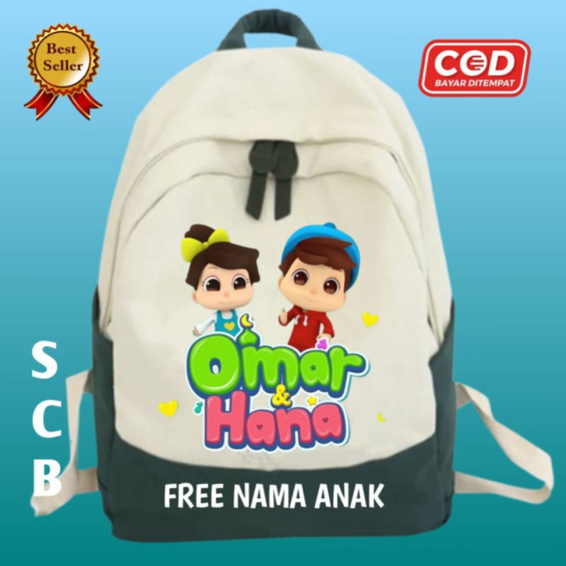 OMAR & HANA Tas Ransel Anak Sekolah SD-PAUD OMAR & HANA Free Cetak Nama