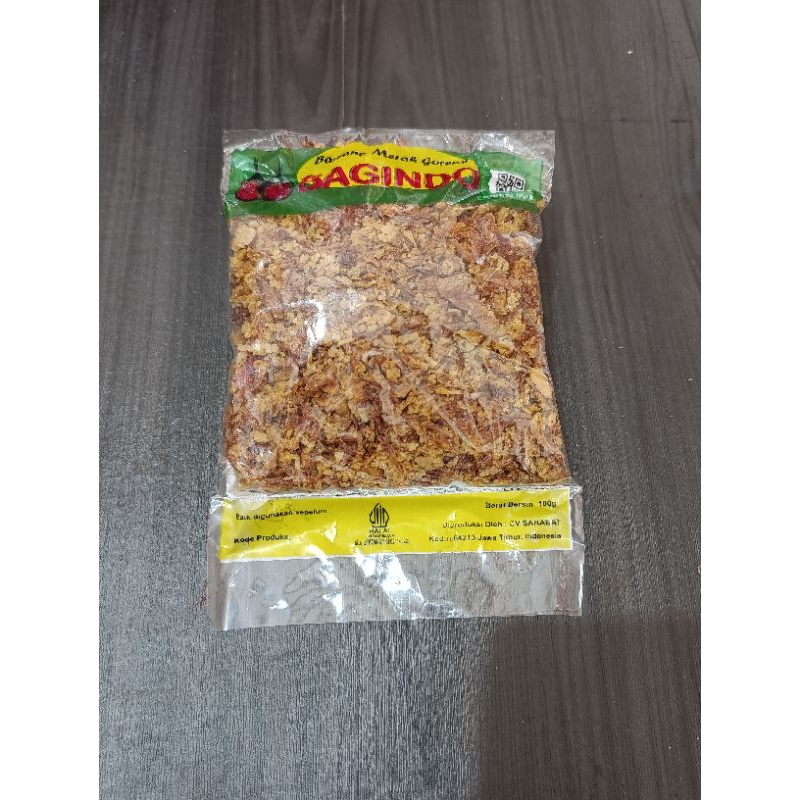

BAWANG GORENG MERAH BAGINDO 100GR /BAWANG MERAH GORENG CAP BAGINDO 100GR / BRAMBANG GORENG 100GR
