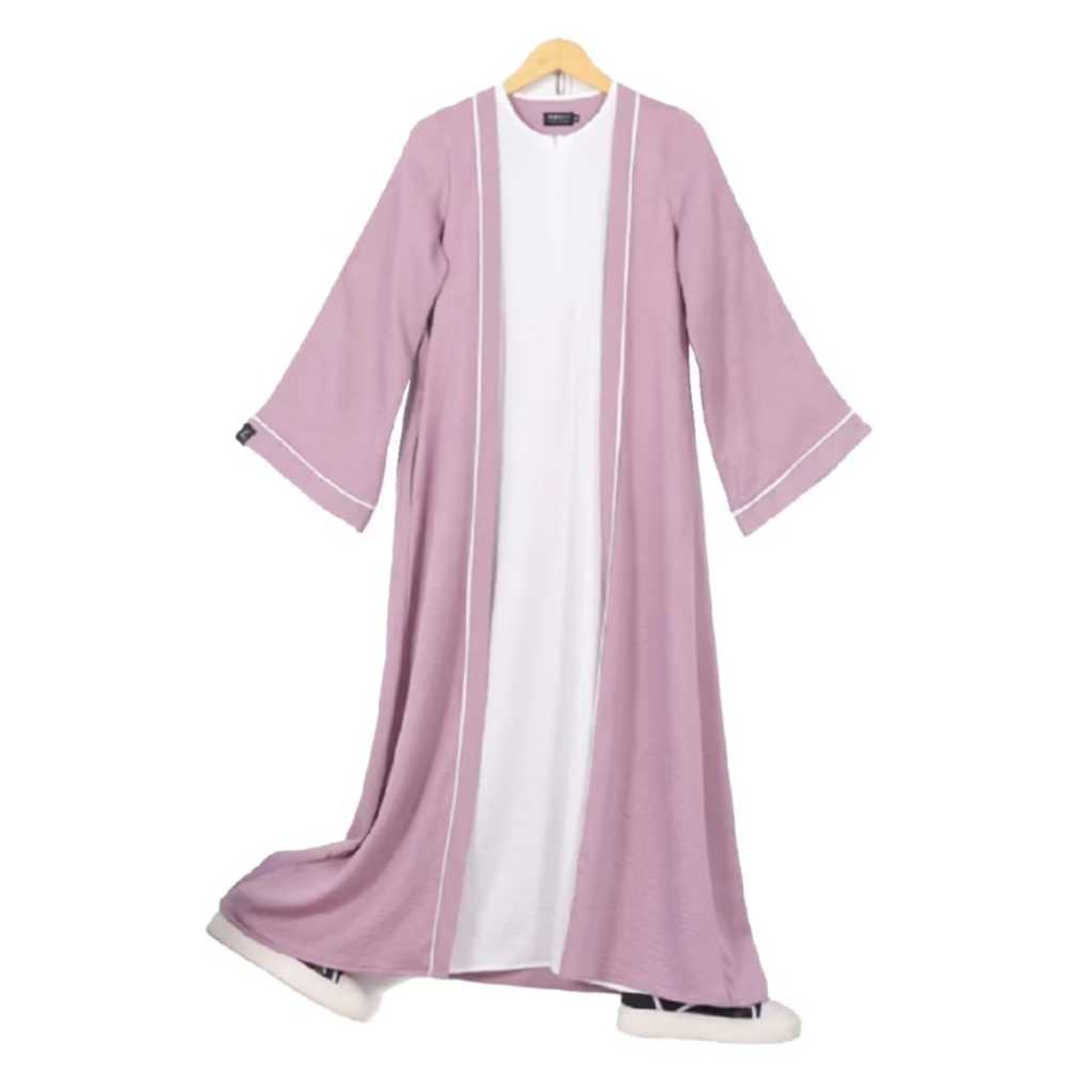 Gamis abaya two tone dua warna turkey list putih abaya crinkle import maxy remaja kekinian