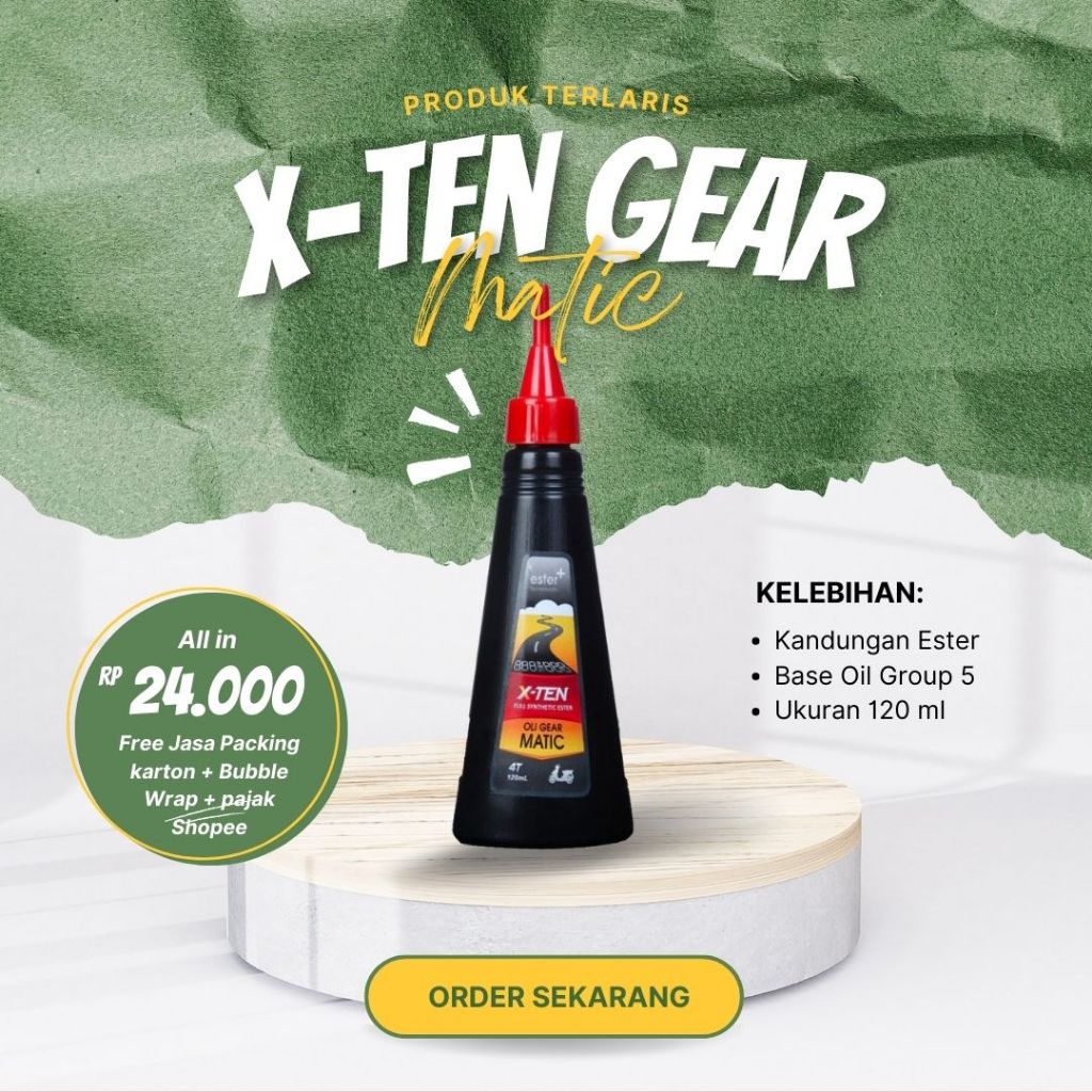 Oli Gardan XTEN Gear Matic Oil 120 ML Full Synthetic Ester SAE 10W-40 API SN JASO MA2 Transmisi Oil
