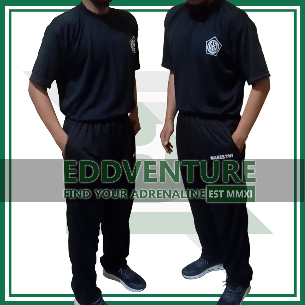 Satu Set Setelan Seragam Olahraga Mabes Warna Hitam Merah TNI Full Dryfit Billabong Celana Training 
