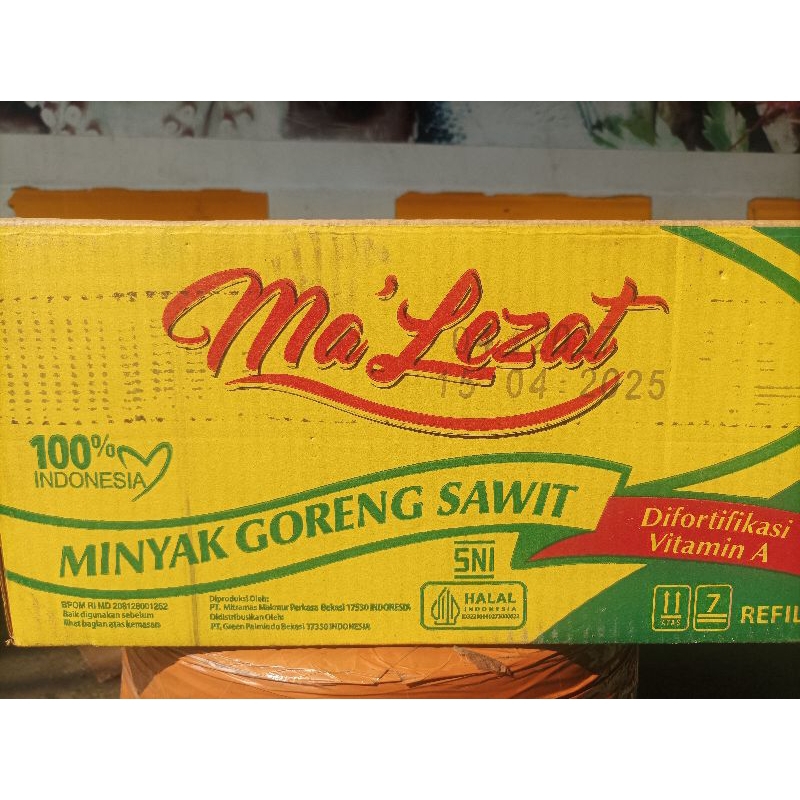 

Minyak goreng Ma Lezat 1 karton isi 12 pcs