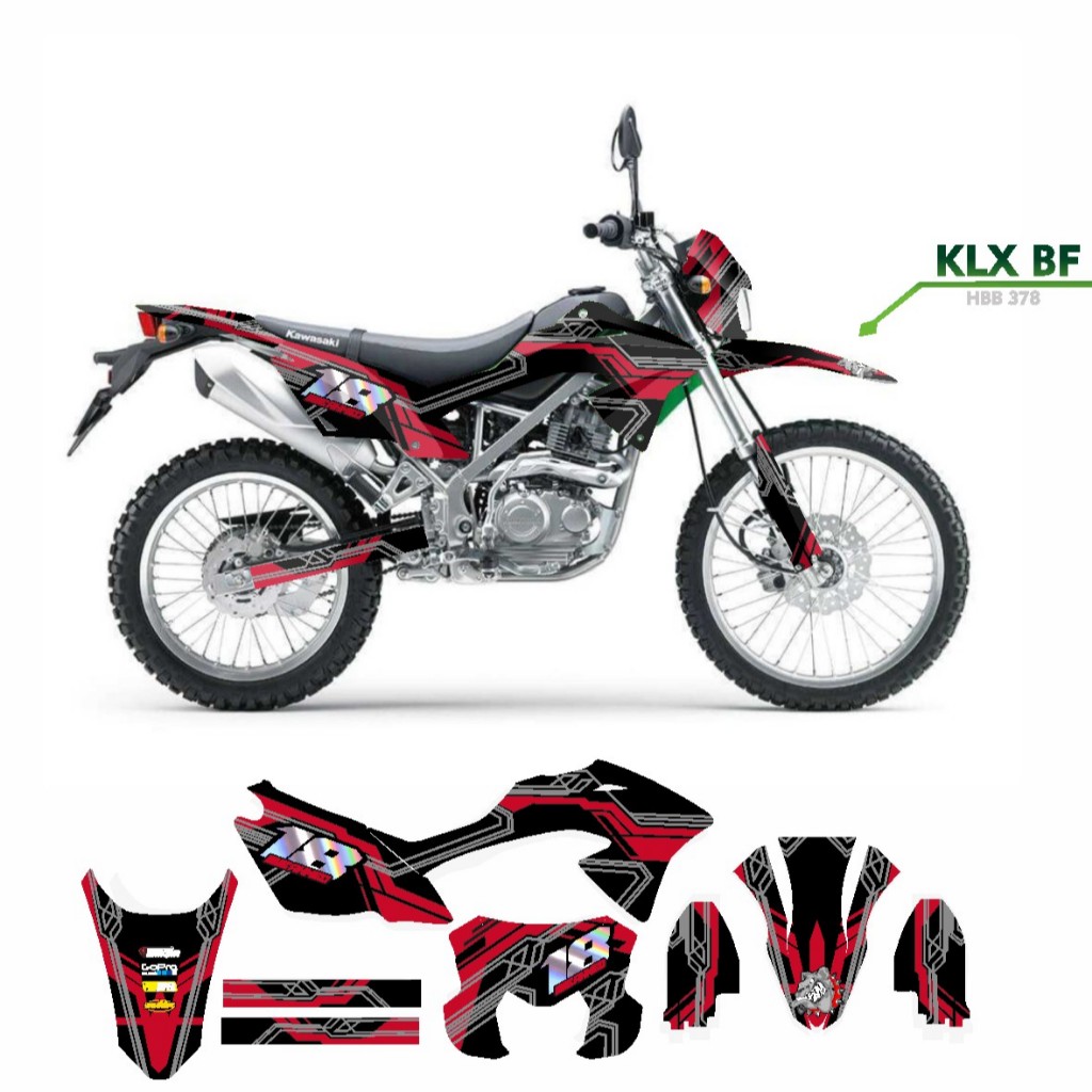 Decal Klx 150 Bf Hitam Merah