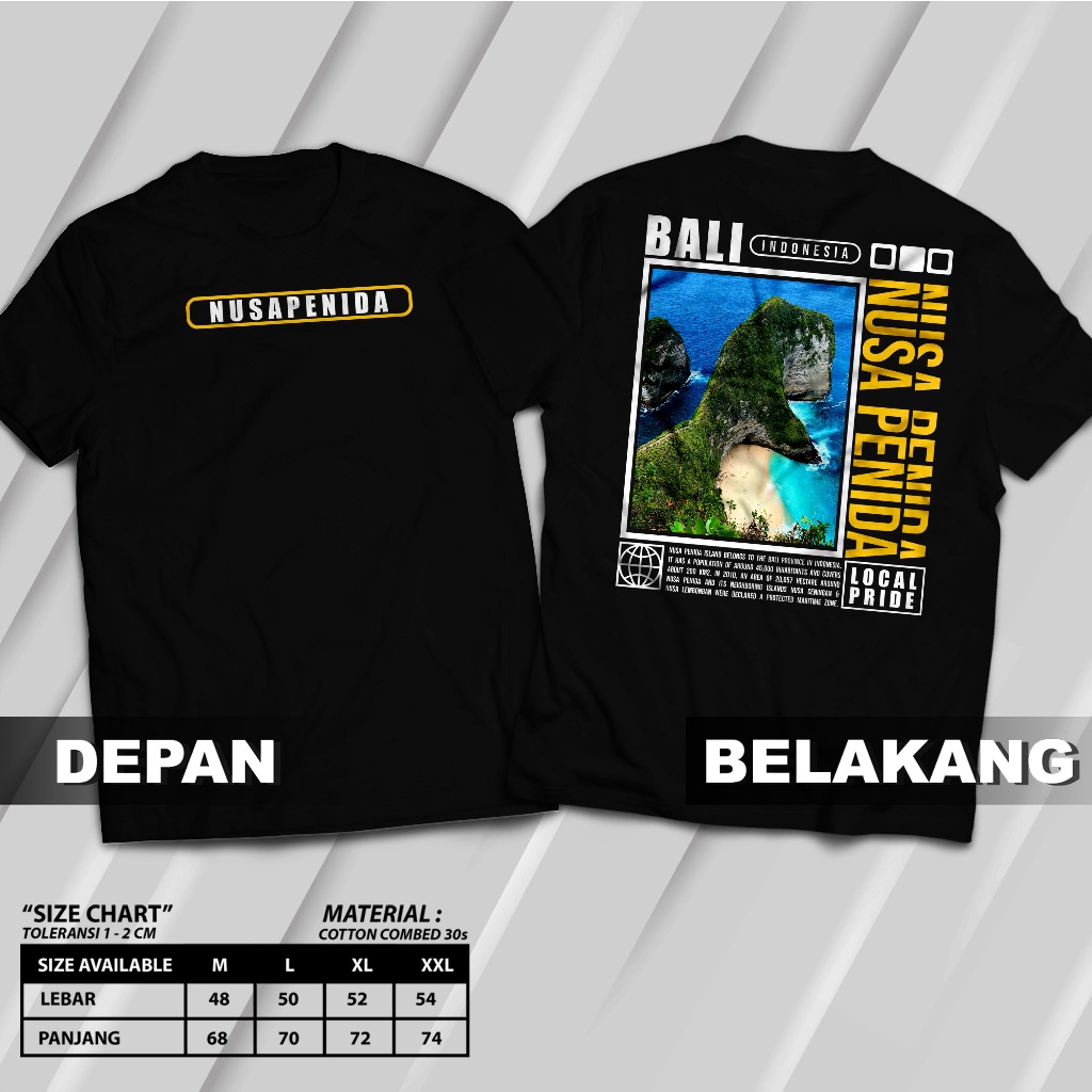 Kaos Distro NUSA PENIDA Lengan Pendek Warna Hitam