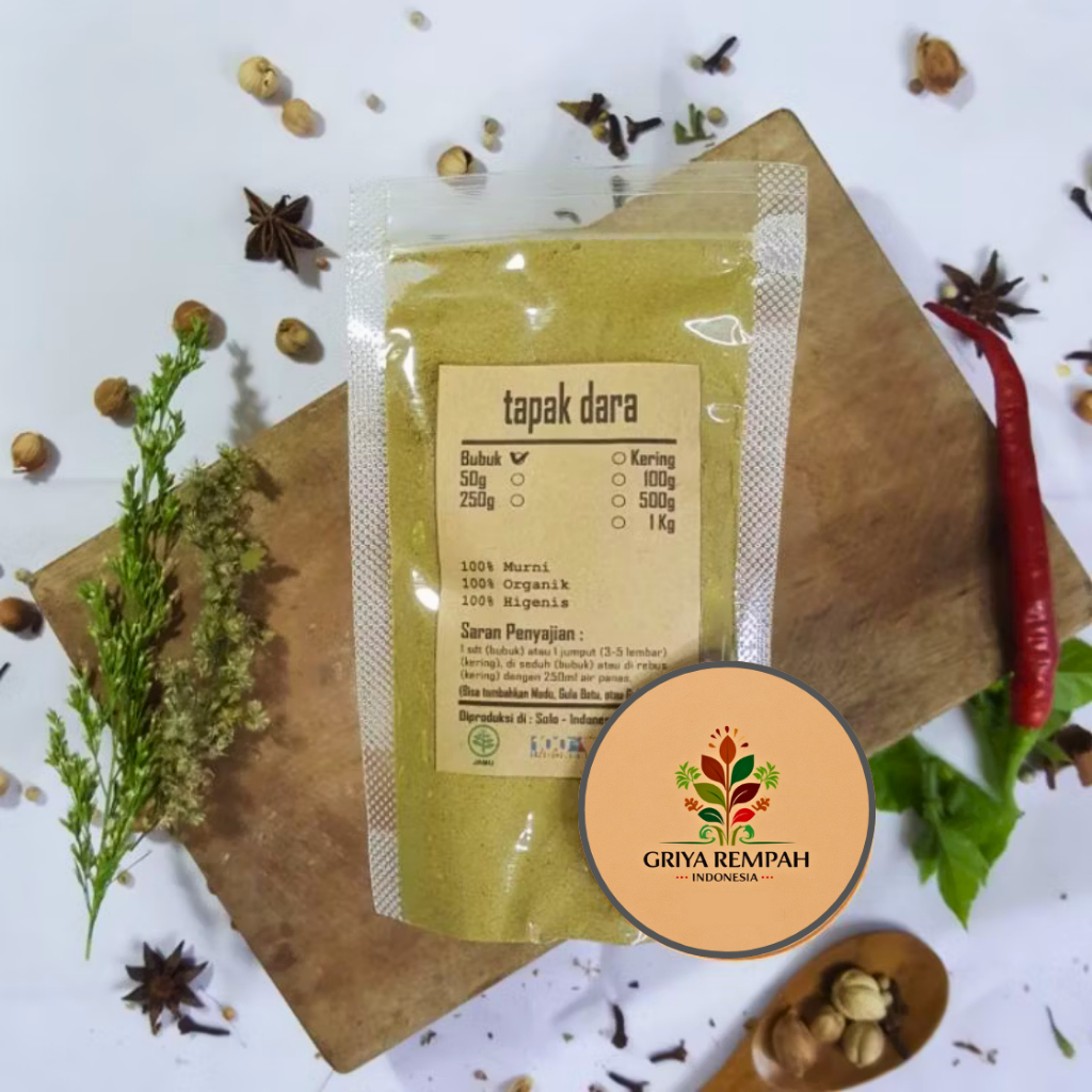 

TAPAK DARA BUBUK 100 GRAM Telapak Doro Tlapak Rempah Herbal Alami Simplisia Tradisional untuk Ramuan Jamu Kering Kesehatan Tubuh Menunjang Terapi Herbal Vinca Catharanthus Roseus