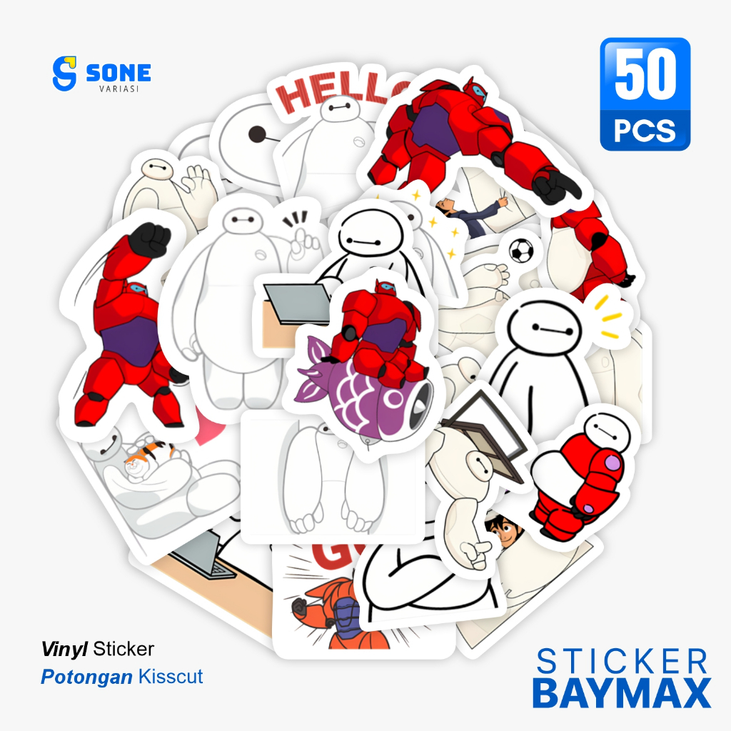 Sticker Pack Baymax/ Stiker Kartun Animasi Paper Vinyl Deco Buku Jurnal Tumbler Laptop Aesthetic