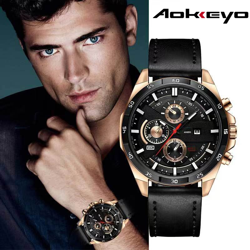 candygurll Tahan Air 50mAOKEYO Jam Tangan Pria Kulit 216 Jam Tangan Automatic Pria Jam Pria i Air