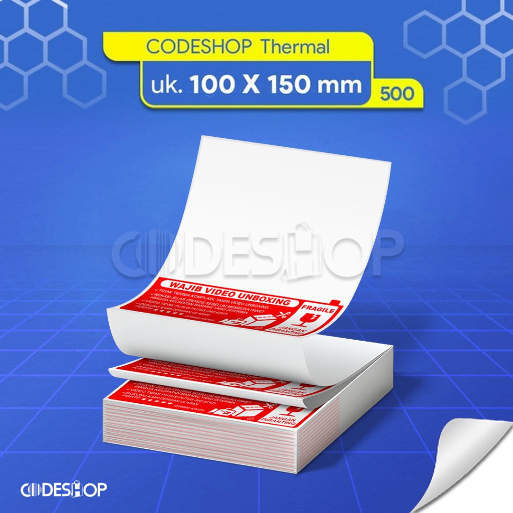 

Codeshop Label Unboxing Thermal 100x150 mm 1 Line Fanfold isi 500 Pcs