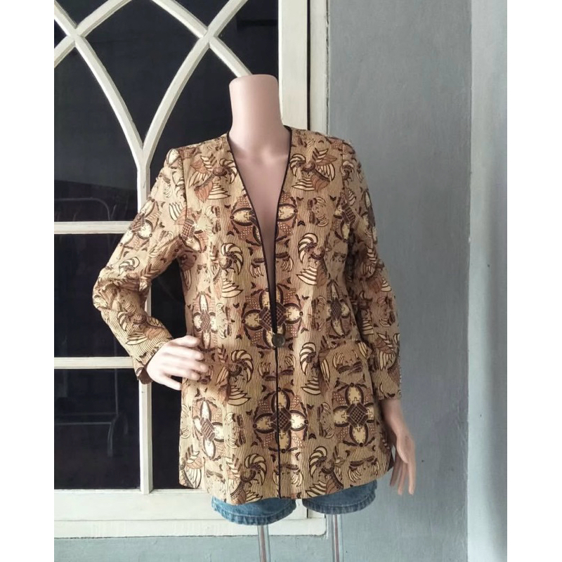 (BISA COD) KEMEJA BATIK LENGAN PANJANG WANITA WARNA COKLAT