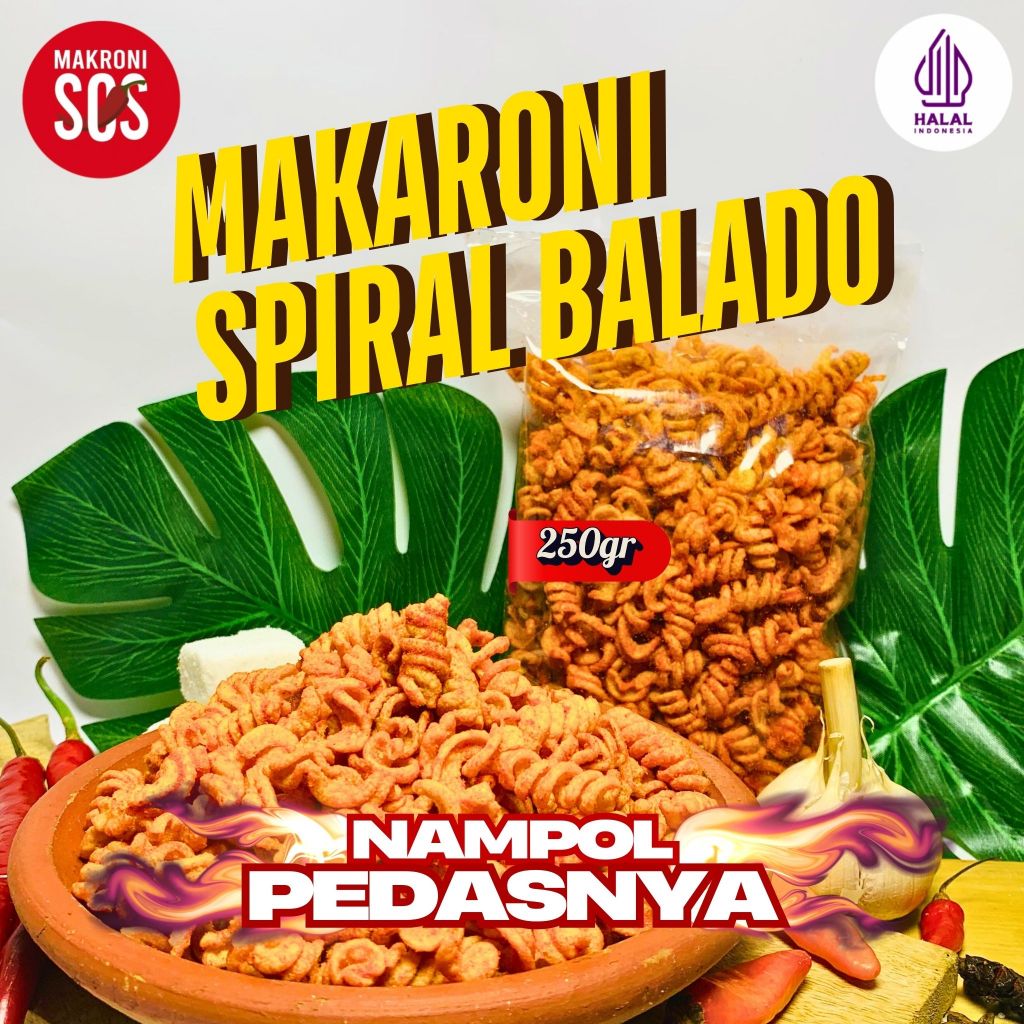 

Makaroni SOS - 250GR Makaroni Spiral Balado & Pedas Daun Jeruk