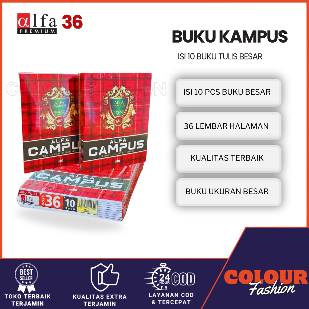 

[10 Buku / 1 Pack] - Alfa Campus 36 Lembar - (Buku BESAR) Buku Tulis / Buku Campus Murah / Buku Sekolah / Buku Kuliah / Buku Catatan / Buku Nota / Cod / Duta Gemilang