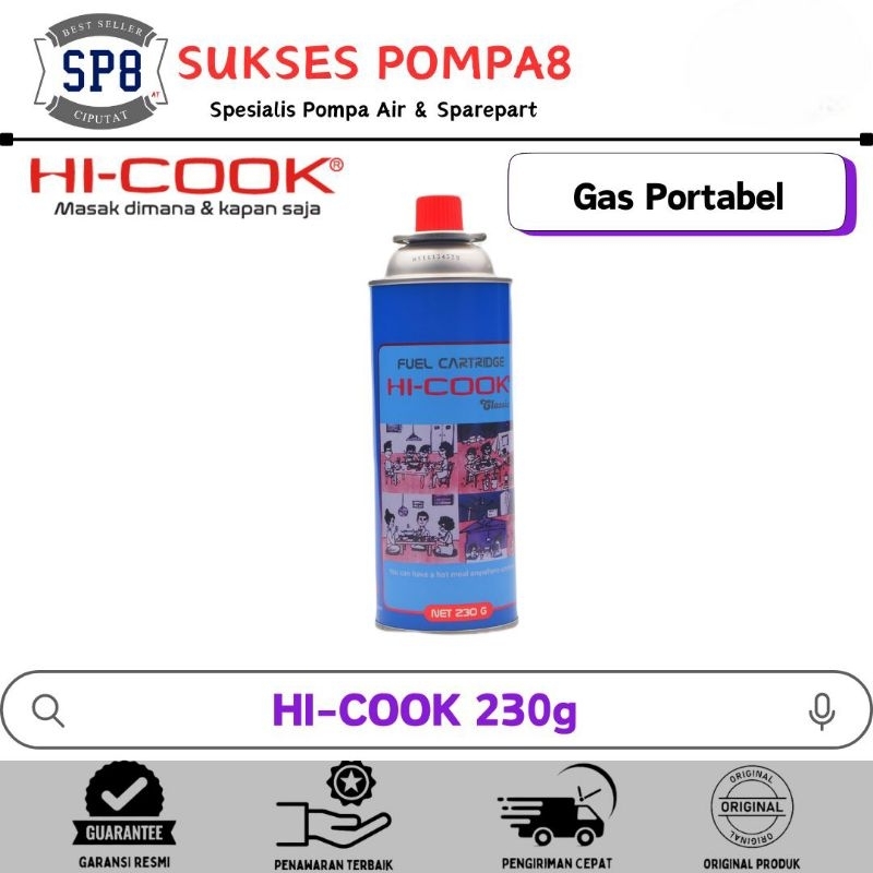 Gas Kaleng HI-COOK 230gr / Gas Cartridge Refil / Gas Portable
