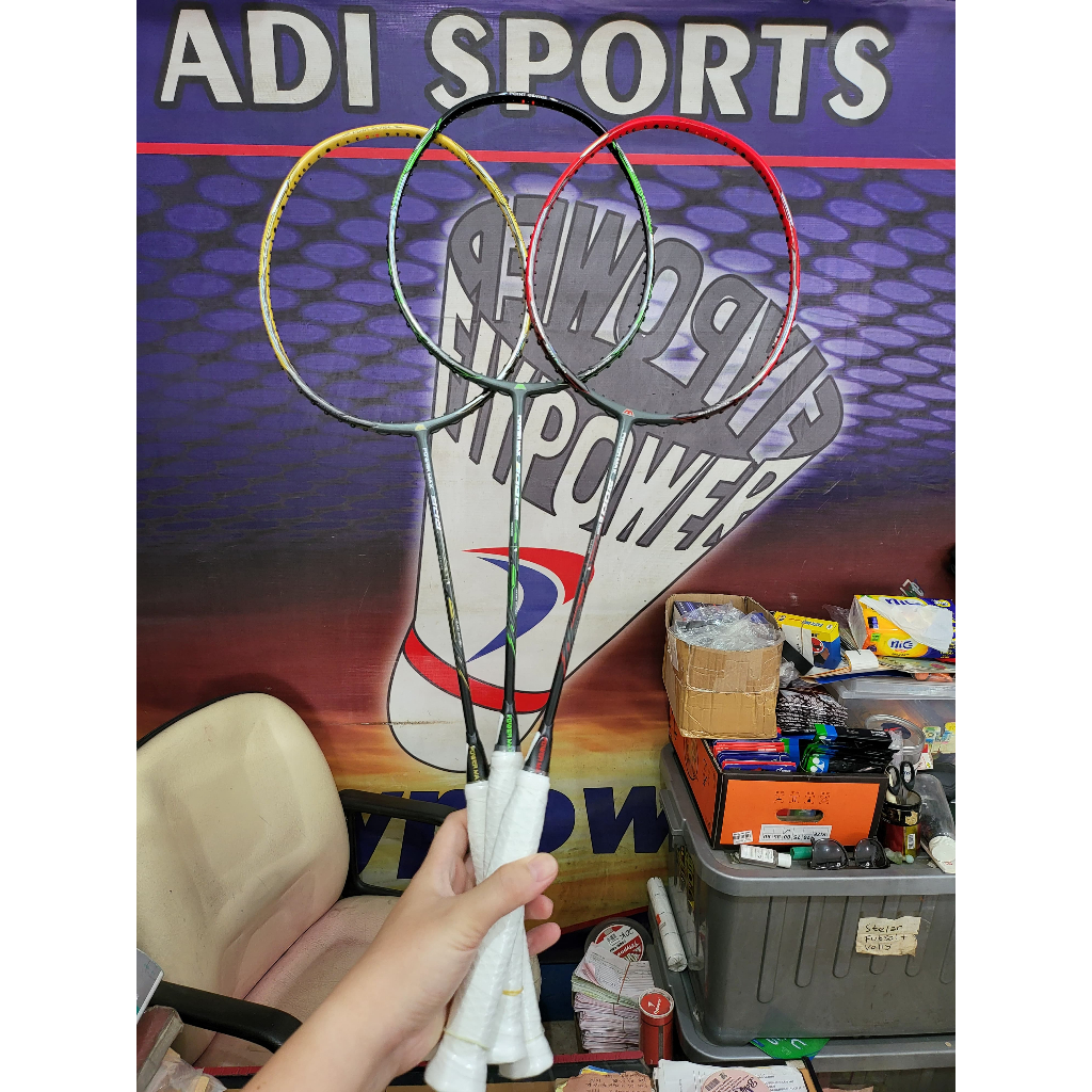 Raket Badminton POWER MAX POWERMAX 900 Boost Combat 4U 35 Lbs High Tension Nano Carbon Bulu Tangkis 