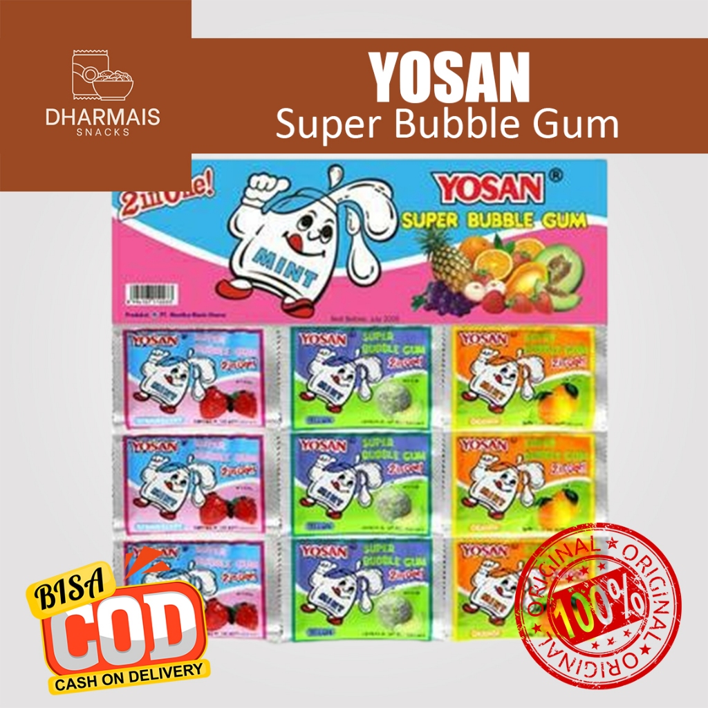 

Permen Karet Yosan 2in1 Isi 24 pcs BPOM / Permen Karet Jadul / Bubble Gum / DHARMAIS SNACK