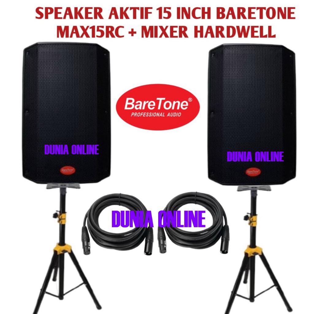 paket speaker 15 inch baretone max15dx / max 15dx plus free stand speaker full besi lb720