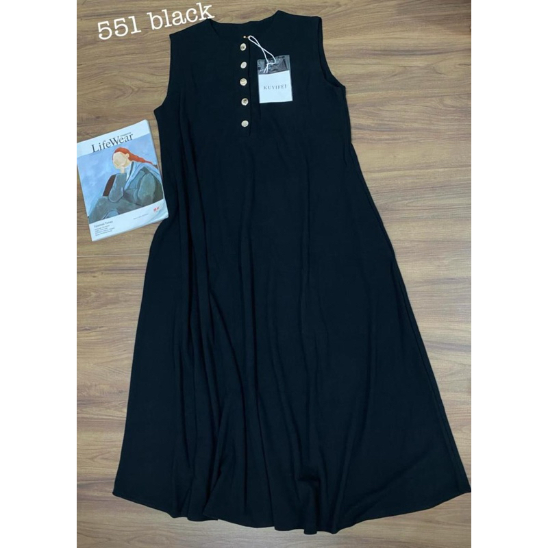 Dress kutung 551.1 hitam Kuyifei//inner dress busui knit//pakaianwanitasby