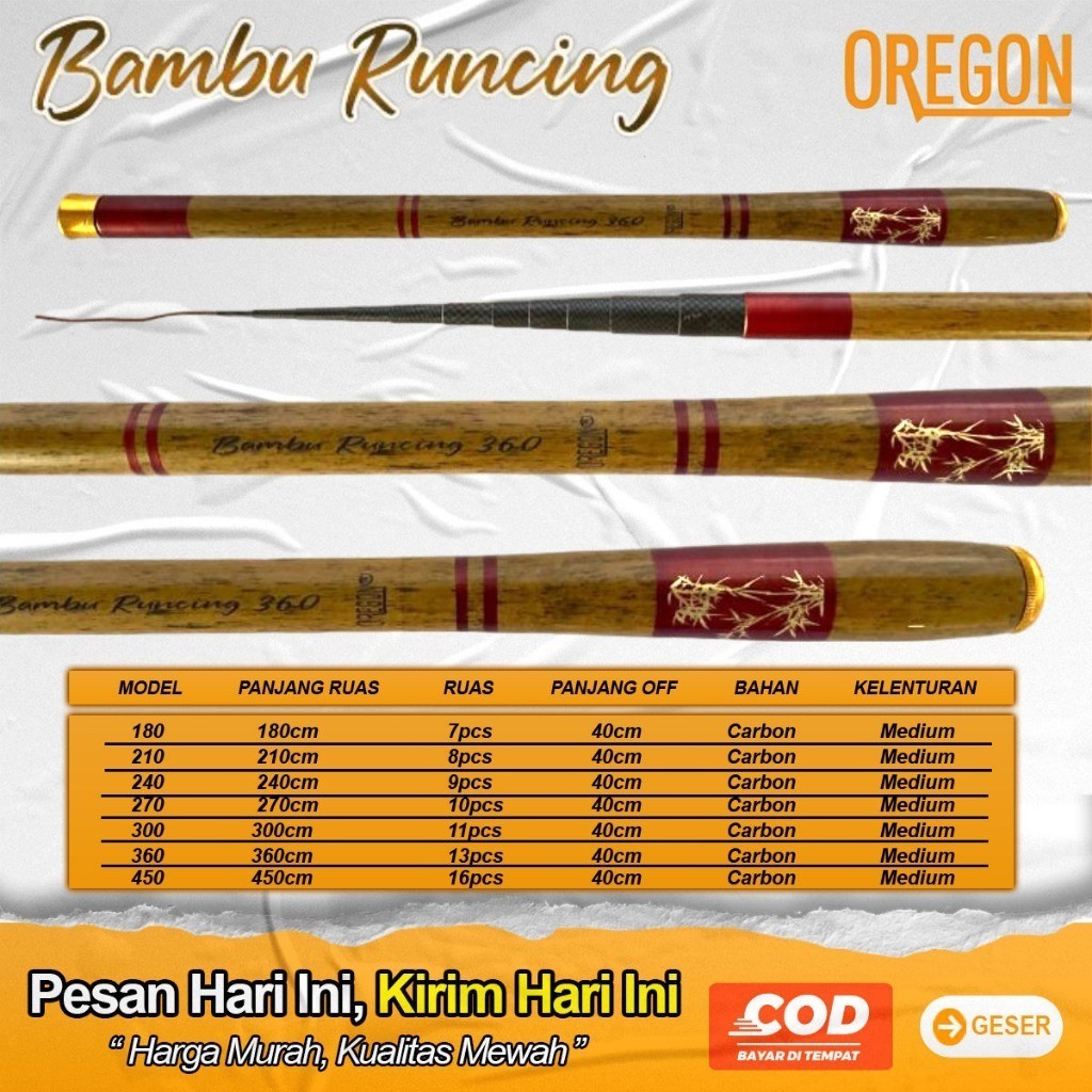 JORAN TEGEK OREGON BAMBU RUNCING RUAS PENDEK BAHAN CARBON