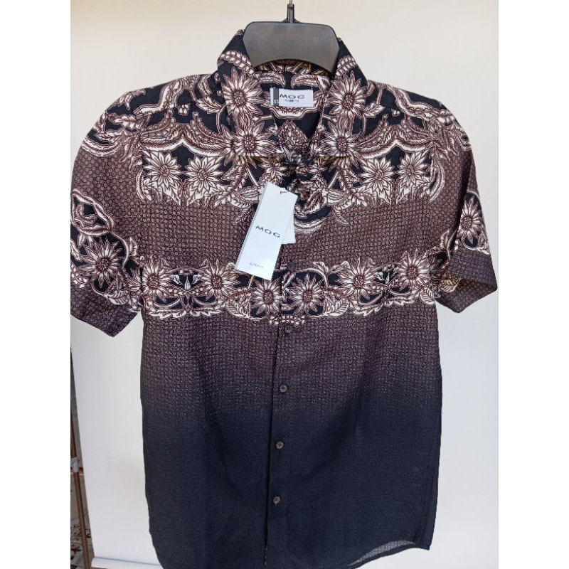 PAKEM APPAREL Kemeja Pendek Pria Modern Fit Slimfit Batik Coklat Original MOC