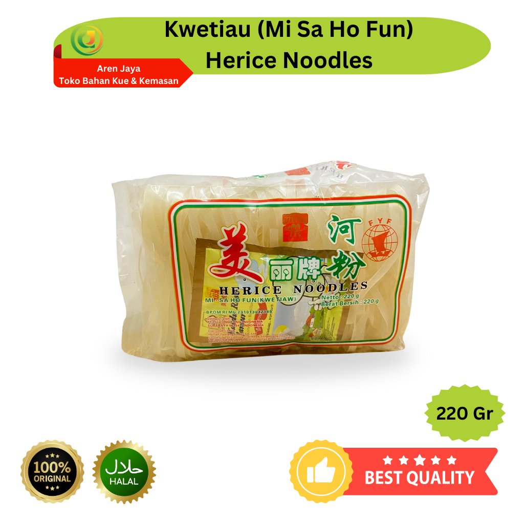 

Herice Noodles Kwetiau Kwetiaw Mi Sa Ho Fun Kwetiau Kering 220 Gram Original