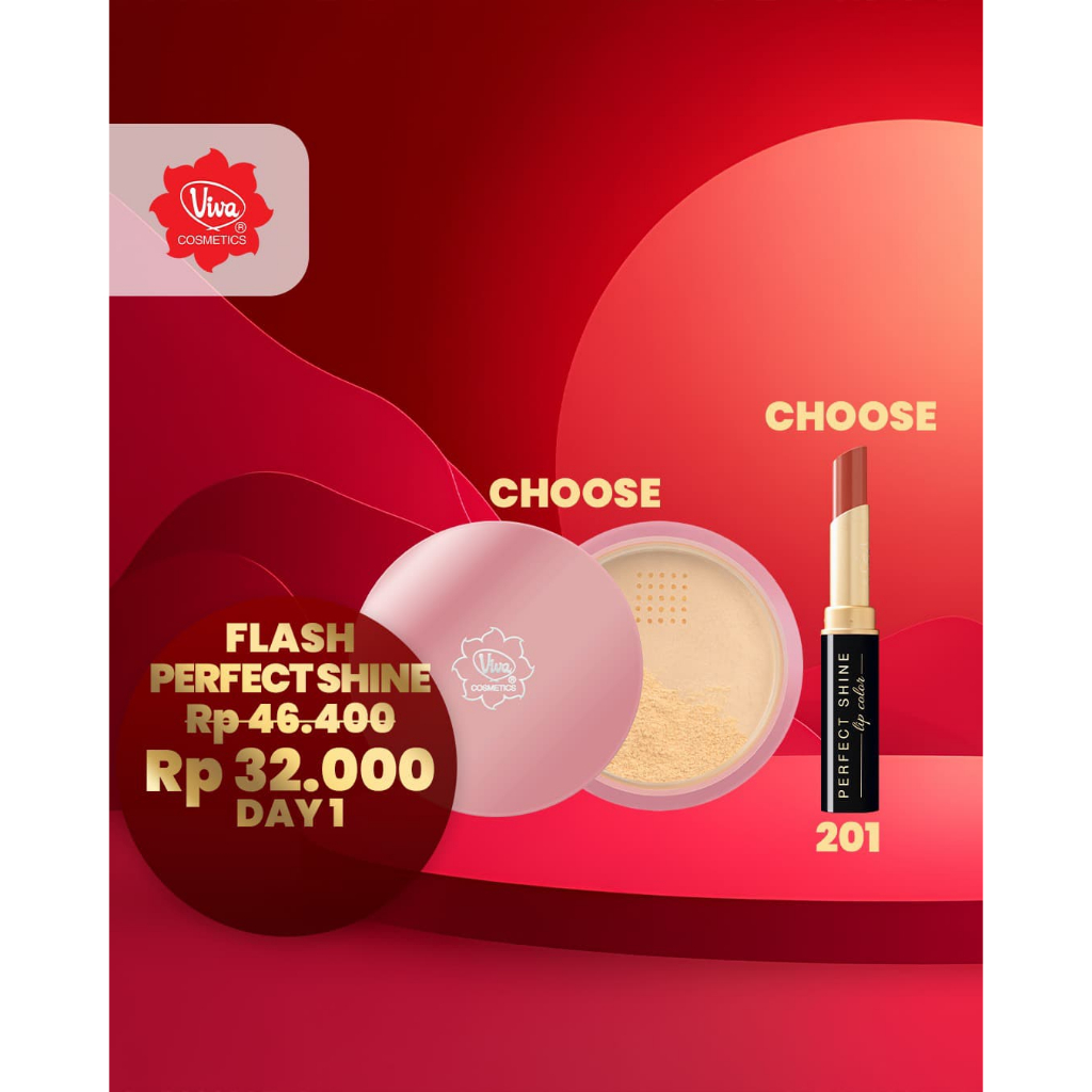 Paket 1 Viva Queen Perfect Lipstik Shine, 1 Viva Face Powder Pink Viva Cosmetics