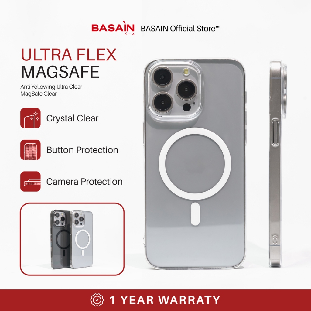 BASAIN Casing iPhone 13/Pro/Max Ultra FLEX MagSafe Case | Anti Yellowing